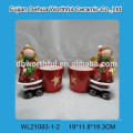 Beautiful christmas flower pots ceramic snowman figurine with led light